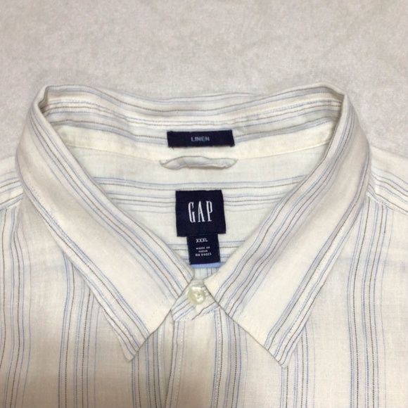 Gap Stripe Long Sleeve Linen Button Down Collard Shirt, Size XXL. - Picture 8 of 9